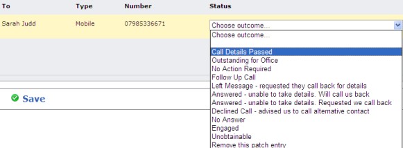 Select Call Details Passed