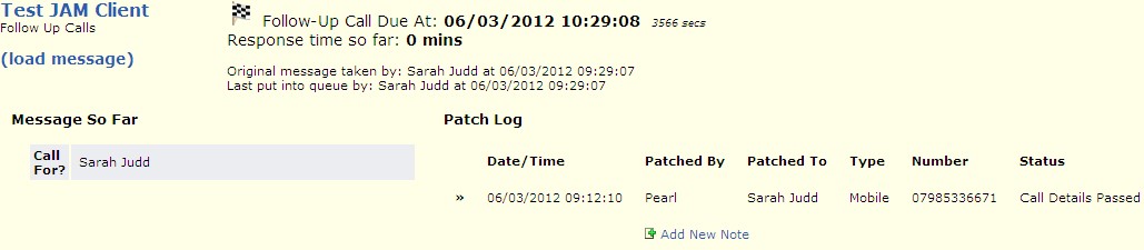 Call Displayed in Queue
